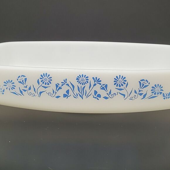 Vtg Federal Oven Proof White Milk Glass Lady Michelle Oblong Loaf Dish - Picture 2 of 10